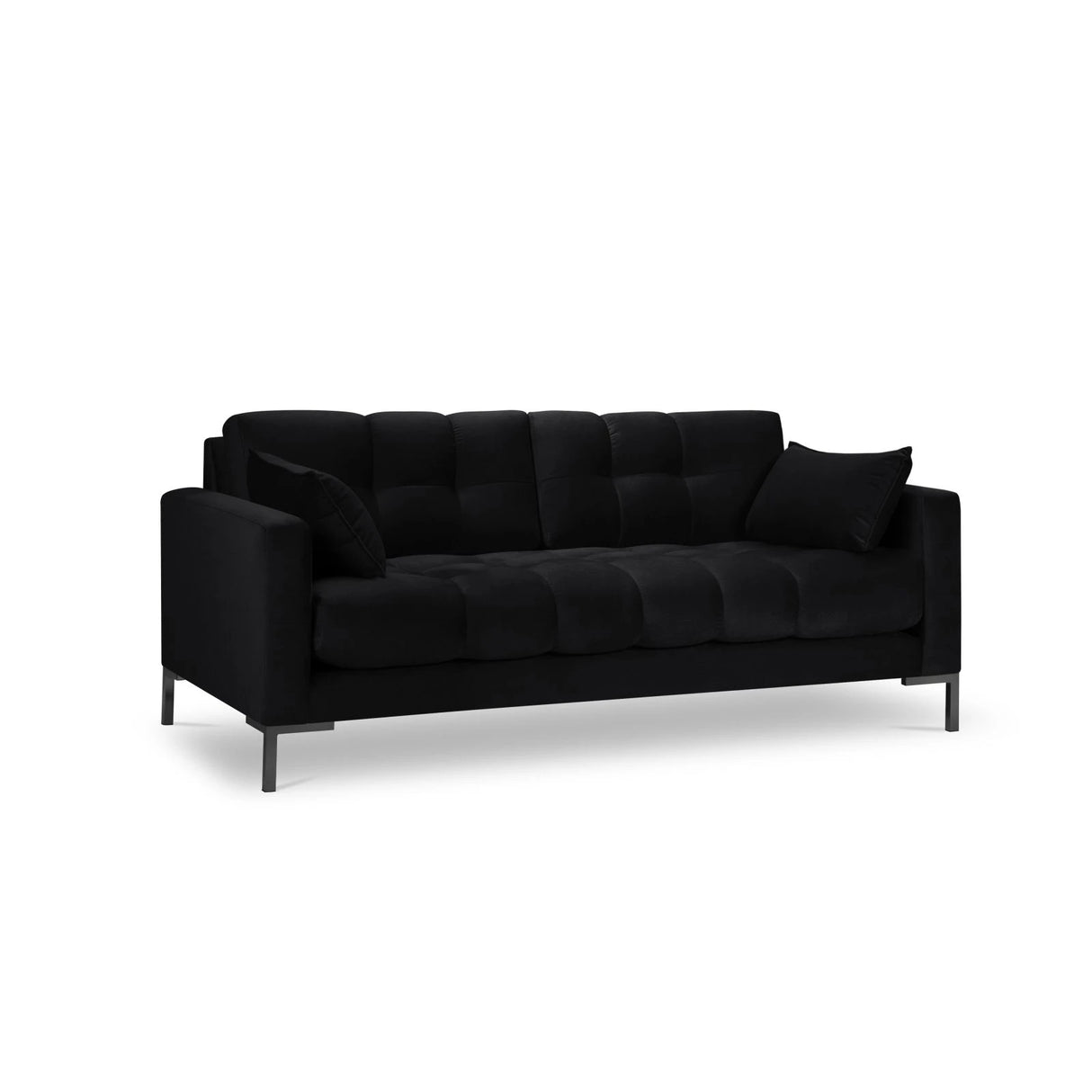Mamaia 2-Sitzer Sofa, Metallbeine Schwarz, mit Bezug aus Samt (Blu19) in Schwarz, 152x96 cm – Bild 1
