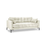 Mamaia 2-Sitzer Sofa, Metallbeine Schwarz, mit Bezug aus Samt (Blu22) in Leichtes Beige, 152x96 cm – Bild 1