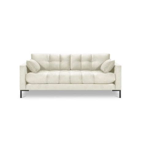 Mamaia 2-Sitzer Sofa, Metallbeine Schwarz, mit Bezug aus Samt (Blu22) in Leichtes Beige, 152x96 cm – Bild 4