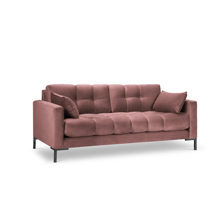 Mamaia 2-Sitzer Sofa, Metallbeine Schwarz, mit Bezug aus Samt (Blu52) in Rosa, 152x96 cm – Bild 1