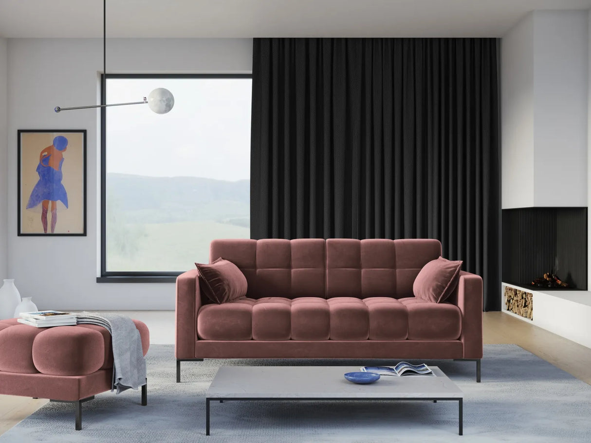 Mamaia 2-Sitzer Sofa, Metallbeine Schwarz, mit Bezug aus Samt (Blu52) in Rosa, 152x96 cm – Bild 2