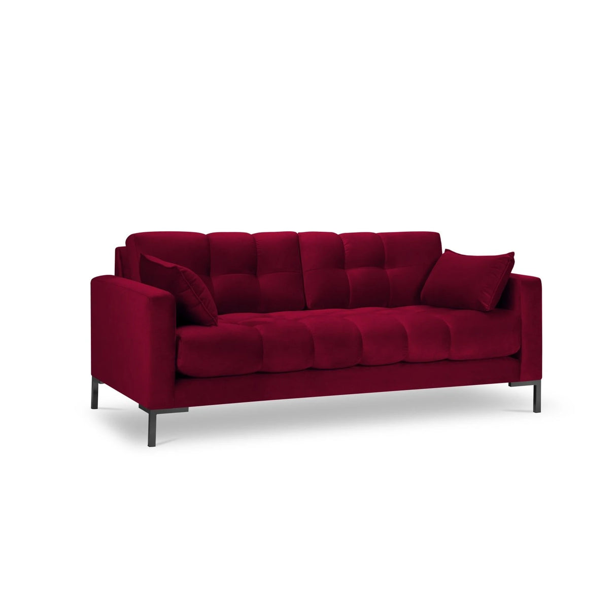 Mamaia 2-Sitzer Sofa, Metallbeine Schwarz, mit Bezug aus Samt (Blu59) in Rot, 152x96 cm – Bild 1