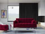 Mamaia 2-Sitzer Sofa, Metallbeine Schwarz, mit Bezug aus Samt (Blu59) in Rot, 152x96 cm – Bild 2