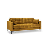 Mamaia 2-Sitzer Sofa, Metallbeine Schwarz, mit Bezug aus Samt (Blu68) in Gelb, 152x96 cm – Bild 1