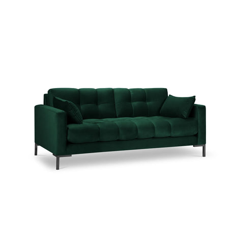 Mamaia 2-Sitzer Sofa, Metallbeine Schwarz, mit Bezug aus Samt (Blu78) in Flaschengrün, 152x96 cm – Bild 1