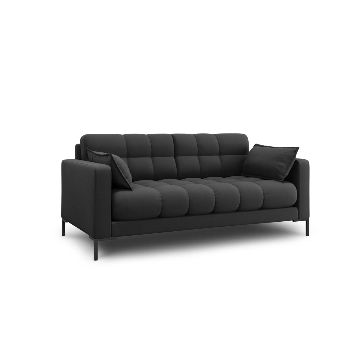 Mamaia 2-Sitzer Sofa, Metallbeine Schwarz, mit Bezug aus Strukturierter Stoff (Nev97) in Dunkelgrau, 152x96 cm – Bild 3