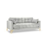 Mamaia 3-Sitzer Sofa, Beine Goldmetall, mit Bezug aus Samt (Blu03) in Silber, 177x96 cm – Bild 1