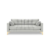 Mamaia 3-Sitzer Sofa, Beine Goldmetall, mit Bezug aus Samt (Blu03) in Silber, 177x96 cm – Bild 4