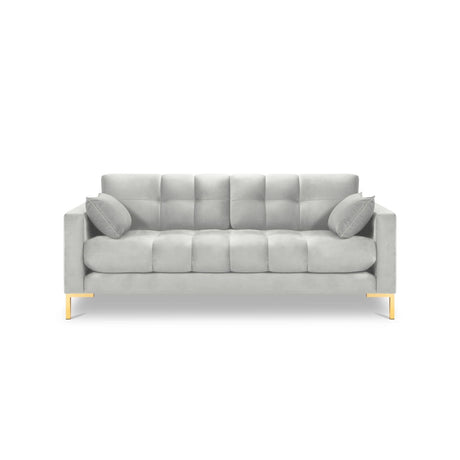 Mamaia 3-Sitzer Sofa, Beine Goldmetall, mit Bezug aus Samt (Blu03) in Silber, 177x96 cm – Bild 4