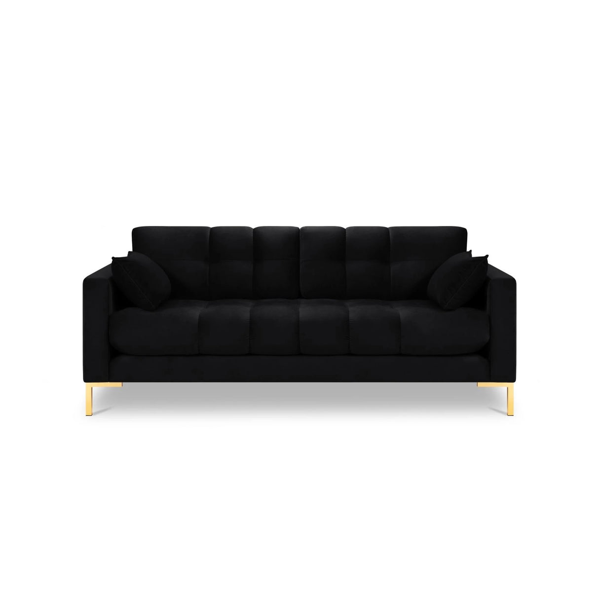 Mamaia 3-Sitzer Sofa, Beine Goldmetall, mit Bezug aus Samt (Blu19) in Schwarz, 177x96 cm – Bild 4
