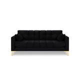 Mamaia 3-Sitzer Sofa, Beine Goldmetall, mit Bezug aus Samt (Blu19) in Schwarz, 177x96 cm – Bild 4