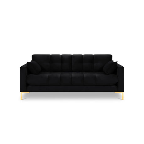 Mamaia 3-Sitzer Sofa, Beine Goldmetall, mit Bezug aus Samt (Blu19) in Schwarz, 177x96 cm – Bild 4