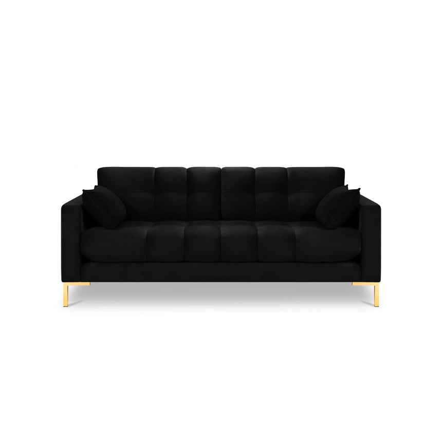 Mamaia 3-Sitzer Sofa, Beine Goldmetall, mit Bezug aus Samt (Blu19) in Schwarz, 177x96 cm – Bild 4