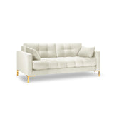 Mamaia 3-Sitzer Sofa, Beine Goldmetall, mit Bezug aus Samt (Blu22) in Leichtes Beige, 177x96 cm – Bild 1
