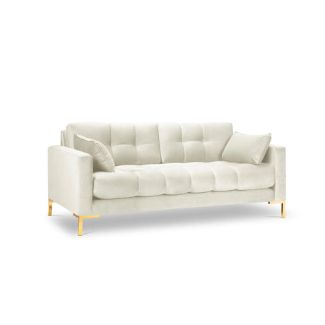 Mamaia 3-Sitzer Sofa, Beine Goldmetall, mit Bezug aus Samt (Blu22) in Leichtes Beige, 177x96 cm – Bild 1