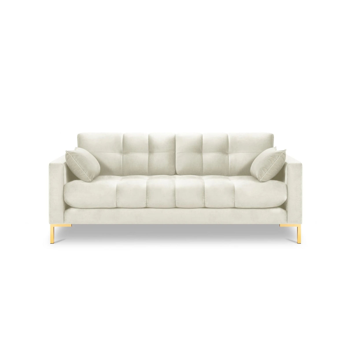 Mamaia 3-Sitzer Sofa, Beine Goldmetall, mit Bezug aus Samt (Blu22) in Leichtes Beige, 177x96 cm – Bild 4