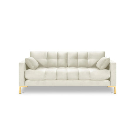 Mamaia 3-Sitzer Sofa, Beine Goldmetall, mit Bezug aus Samt (Blu22) in Leichtes Beige, 177x96 cm – Bild 4