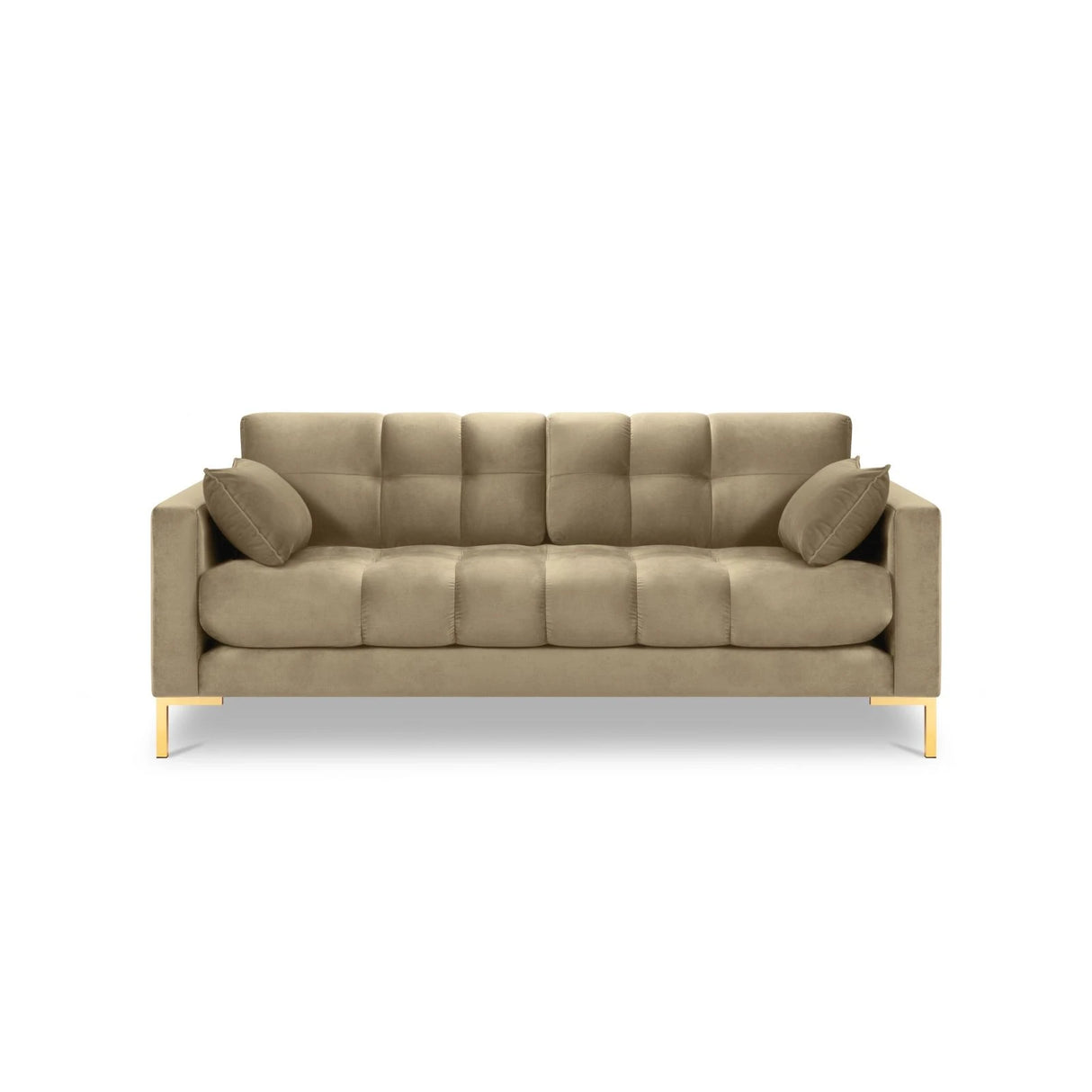 Mamaia 3-Sitzer Sofa, Beine Goldmetall, mit Bezug aus Samt (Blu28) in Beige, 177x96 cm – Bild 4