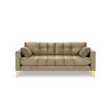 Mamaia 3-Sitzer Sofa, Beine Goldmetall, mit Bezug aus Samt (Blu28) in Beige, 177x96 cm – Bild 4