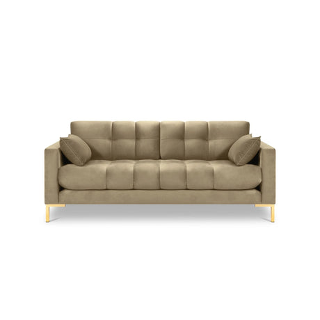 Mamaia 3-Sitzer Sofa, Beine Goldmetall, mit Bezug aus Samt (Blu28) in Beige, 177x96 cm – Bild 4