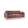 Mamaia 3-Sitzer Sofa, Beine Goldmetall, mit Bezug aus Samt (Blu52) in Rosa, 177x96 cm – Bild 1