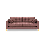Mamaia 3-Sitzer Sofa, Beine Goldmetall, mit Bezug aus Samt (Blu52) in Rosa, 177x96 cm – Bild 4