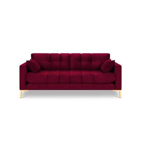 Mamaia 3-Sitzer Sofa, Beine Goldmetall, mit Bezug aus Samt (Blu59) in Rot, 177x96 cm – Bild 4