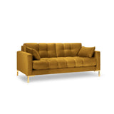 Mamaia 3-Sitzer Sofa, Beine Goldmetall, mit Bezug aus Samt (Blu68) in Gelb, 177x96 cm – Bild 1