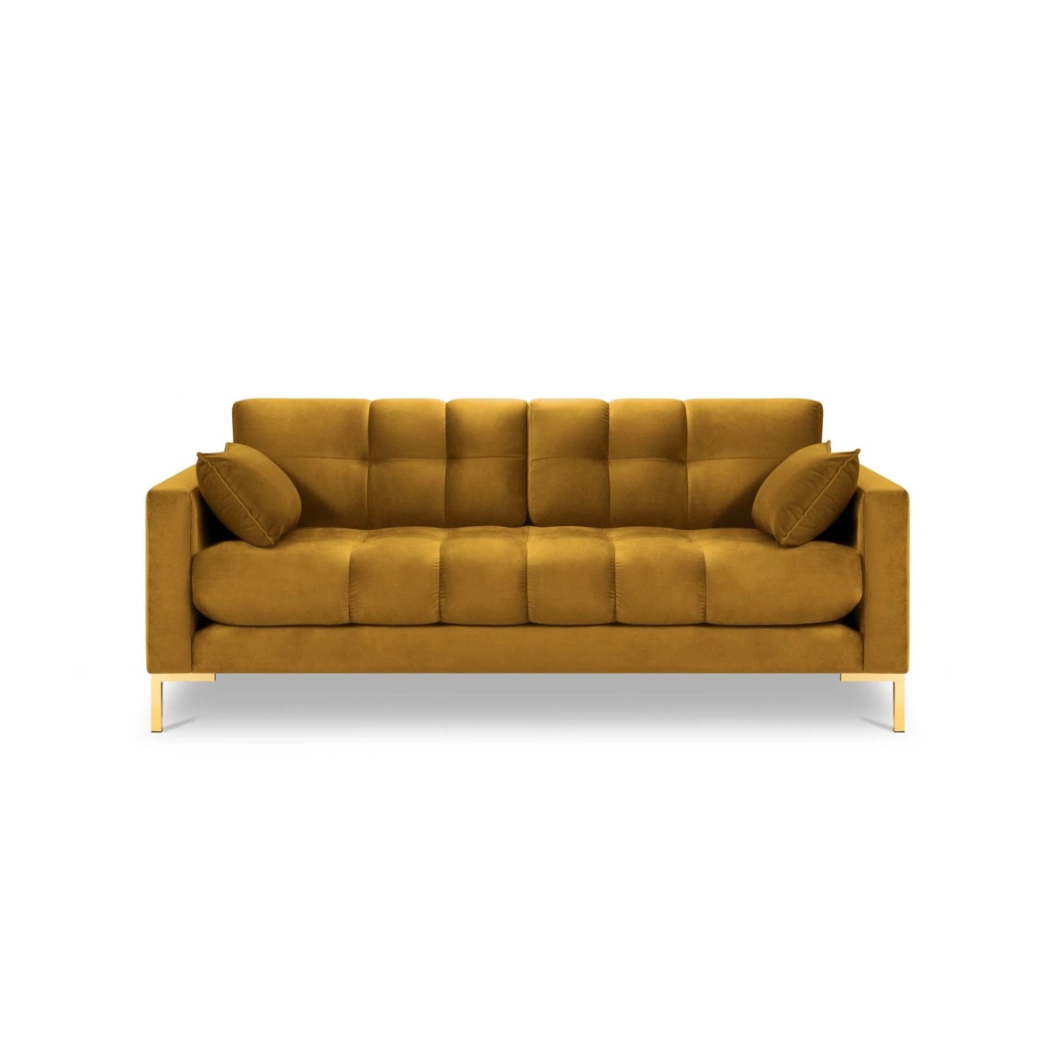 Mamaia 3-Sitzer Sofa, Beine Goldmetall, mit Bezug aus Samt (Blu68) in Gelb, 177x96 cm – Bild 4