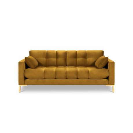 Mamaia 3-Sitzer Sofa, Beine Goldmetall, mit Bezug aus Samt (Blu68) in Gelb, 177x96 cm – Bild 4