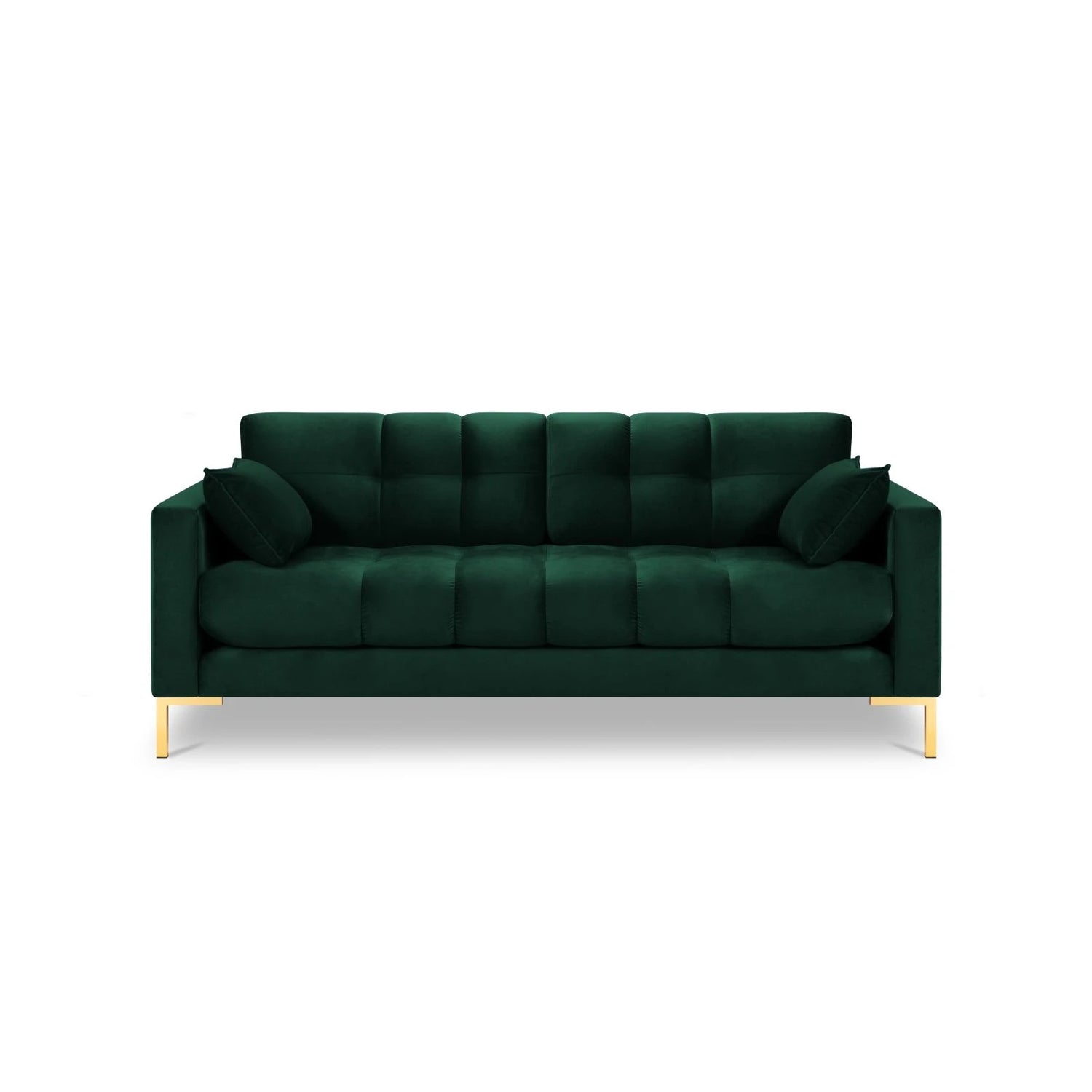 Mamaia 3-Sitzer Sofa, Beine Goldmetall, mit Bezug aus Samt (Blu78) in Flaschengrün, 177x96 cm – Bild 4