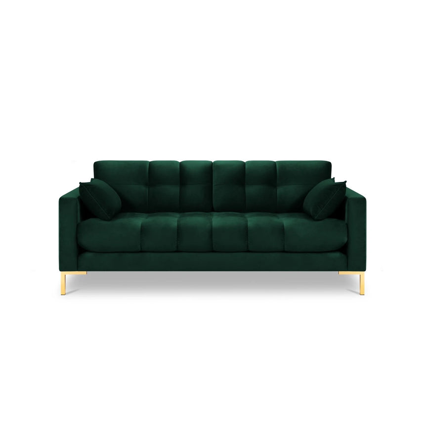 Mamaia 3-Sitzer Sofa, Beine Goldmetall, mit Bezug aus Samt (Blu78) in Flaschengrün, 177x96 cm – Bild 4