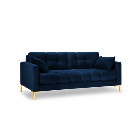 Mamaia 3-Sitzer Sofa, Beine Goldmetall, mit Bezug aus Samt (Blu86) in Königsblau, 177x96 cm – Bild 1