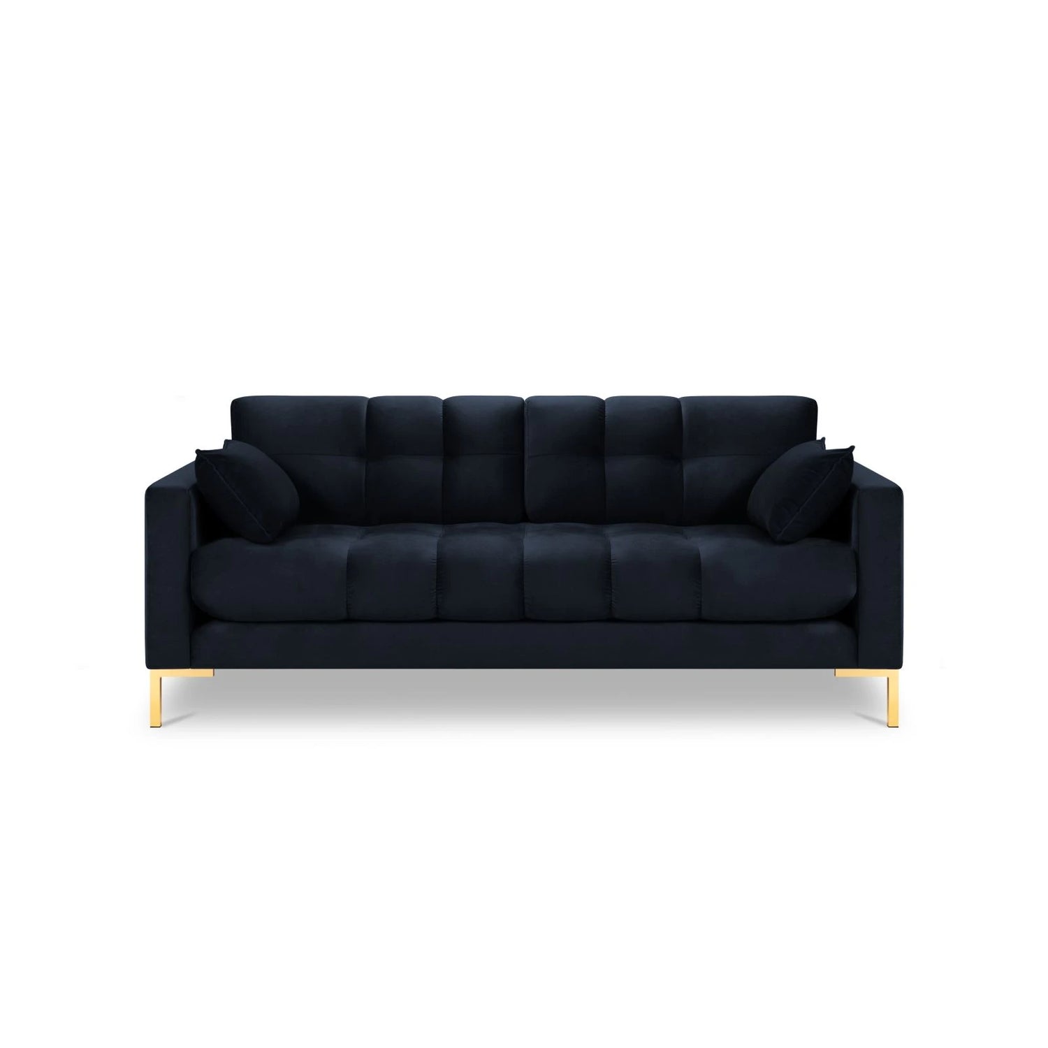 Mamaia 3-Sitzer Sofa, Beine Goldmetall, mit Bezug aus Samt (Blu89) in Dunkelblau, 177x96 cm – Bild 4