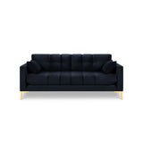 Mamaia 3-Sitzer Sofa, Beine Goldmetall, mit Bezug aus Samt (Blu89) in Dunkelblau, 177x96 cm – Bild 4