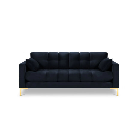 Mamaia 3-Sitzer Sofa, Beine Goldmetall, mit Bezug aus Samt (Blu89) in Dunkelblau, 177x96 cm – Bild 4