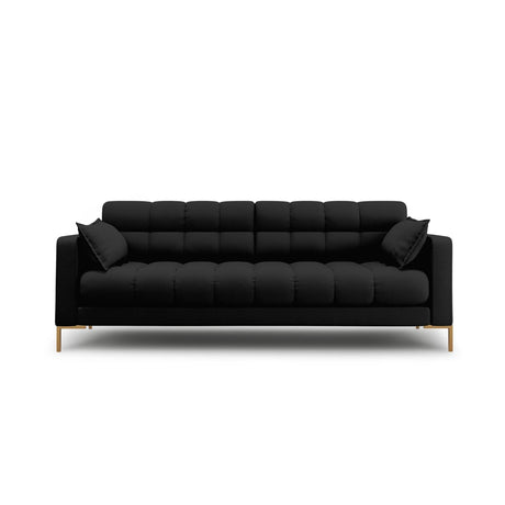 Mamaia 3-Sitzer Sofa, Beine Goldmetall, mit Bezug aus Strukturierter Stoff (Nev100) in Schwarz, 177x96 cm – Bild 1