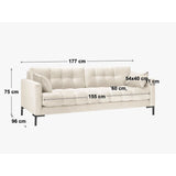 Mamaia 3-Sitzer Sofa, Beine Goldmetall, mit Bezug aus Strukturierter Stoff (Nev39) in Grün, 177x96 cm – Bild 2