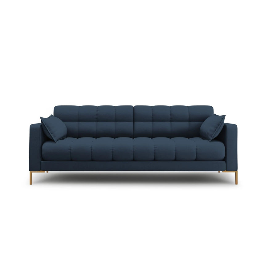 Mamaia 3-Sitzer Sofa, Beine Goldmetall, mit Bezug aus Strukturierter Stoff (Nev77) in Blau, 177x96 cm – Bild 1