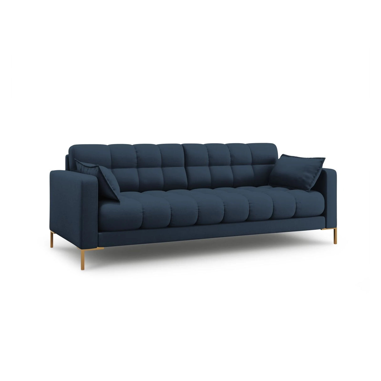 Mamaia 3-Sitzer Sofa, Beine Goldmetall, mit Bezug aus Strukturierter Stoff (Nev77) in Blau, 177x96 cm – Bild 3