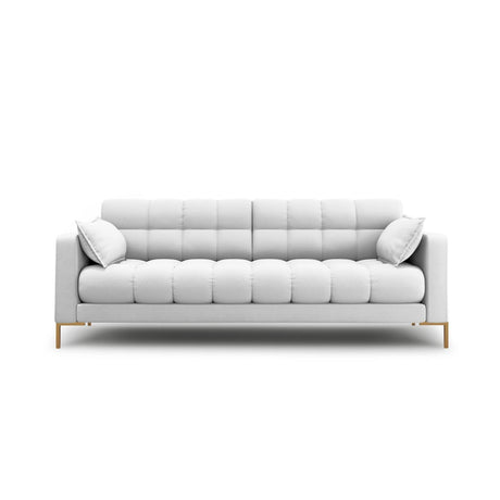 Mamaia 3-Sitzer Sofa, Beine Goldmetall, mit Bezug aus Strukturierter Stoff (Nev80) in Hellgrau, 177x96 cm – Bild 1