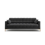 Mamaia 3-Sitzer Sofa, Beine Goldmetall, mit Bezug aus Strukturierter Stoff (Nev97) in Dunkelgrau, 177x96 cm – Bild 1