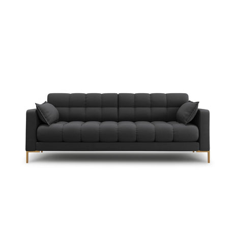 Mamaia 3-Sitzer Sofa, Beine Goldmetall, mit Bezug aus Strukturierter Stoff (Nev97) in Dunkelgrau, 177x96 cm – Bild 1
