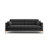 Mamaia 3-Sitzer Sofa, Beine Goldmetall, mit Bezug aus Strukturierter Stoff (Nev97) in Dunkelgrau, 177x96 cm – Bild 1