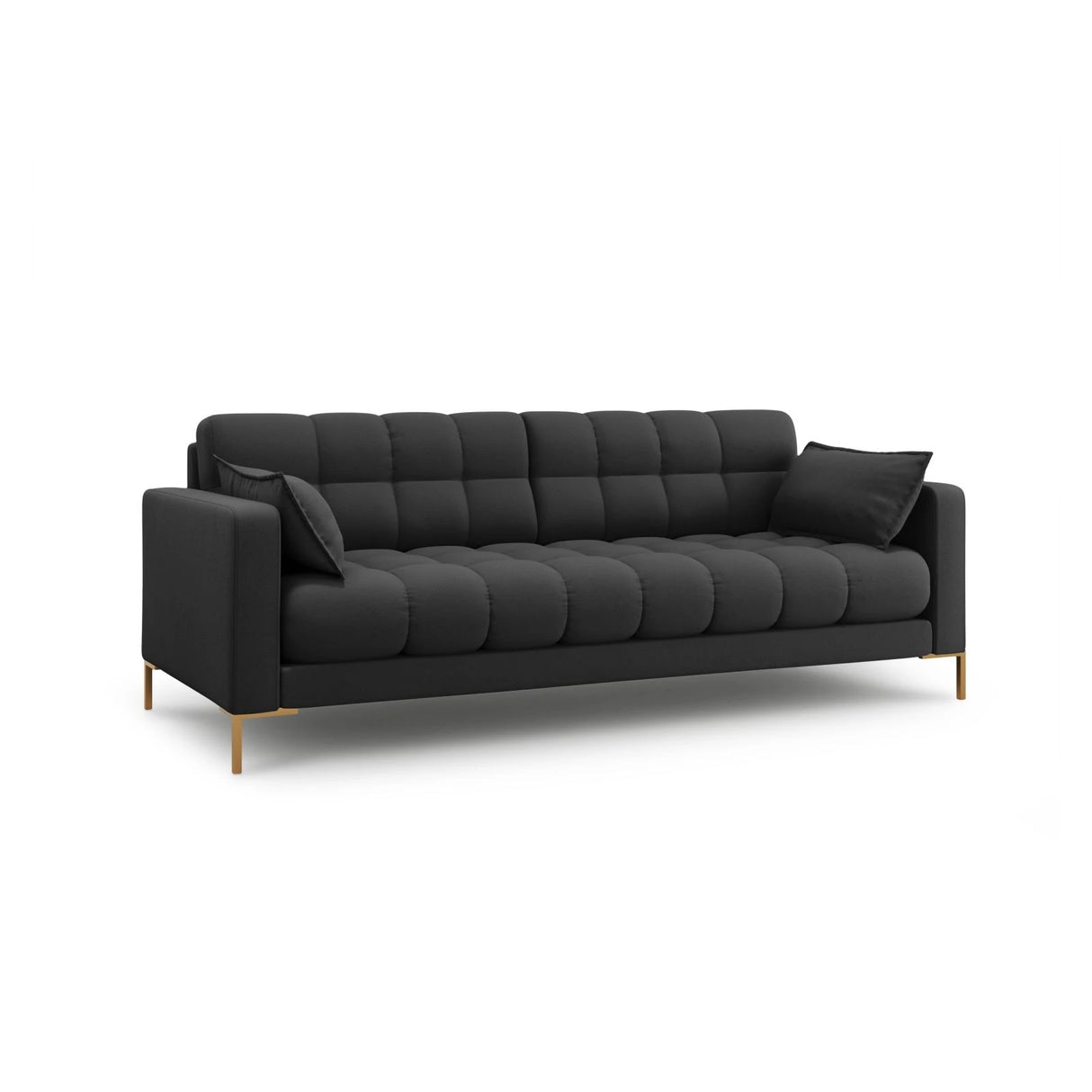 Mamaia 3-Sitzer Sofa, Beine Goldmetall, mit Bezug aus Strukturierter Stoff (Nev97) in Dunkelgrau, 177x96 cm – Bild 3