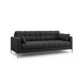 Mamaia 3-Sitzer Sofa, Beine Goldmetall, mit Bezug aus Strukturierter Stoff (Nev97) in Dunkelgrau, 177x96 cm – Bild 3