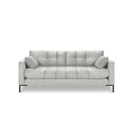 Mamaia 3-Sitzer Sofa, Metallbeine Schwarz, mit Bezug aus Samt (Blu03) in Silber, 177x96 cm – Bild 4