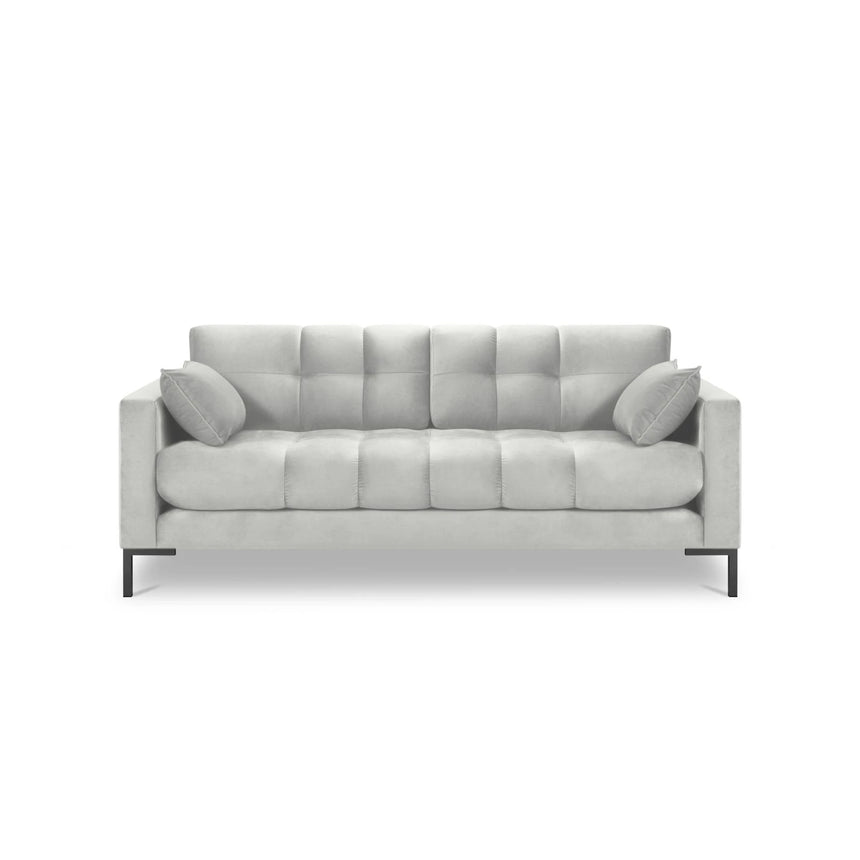 Mamaia 3-Sitzer Sofa, Metallbeine Schwarz, mit Bezug aus Samt (Blu03) in Silber, 177x96 cm – Bild 4
