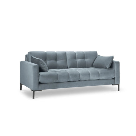 Mamaia 3-Sitzer Sofa, Metallbeine Schwarz, mit Bezug aus Samt (Blu06) in Hellblau, 177x96 cm – Bild 1