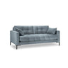Mamaia 3-Sitzer Sofa, Metallbeine Schwarz, mit Bezug aus Samt (Blu06) in Hellblau, 177x96 cm – Bild 1